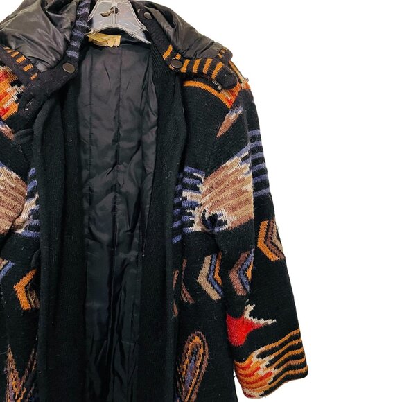 Eugenia By Angenie Womens Hooded Southwestern Coat Multicolor Jacket Acrylic Nyl - Picture 6 of 10